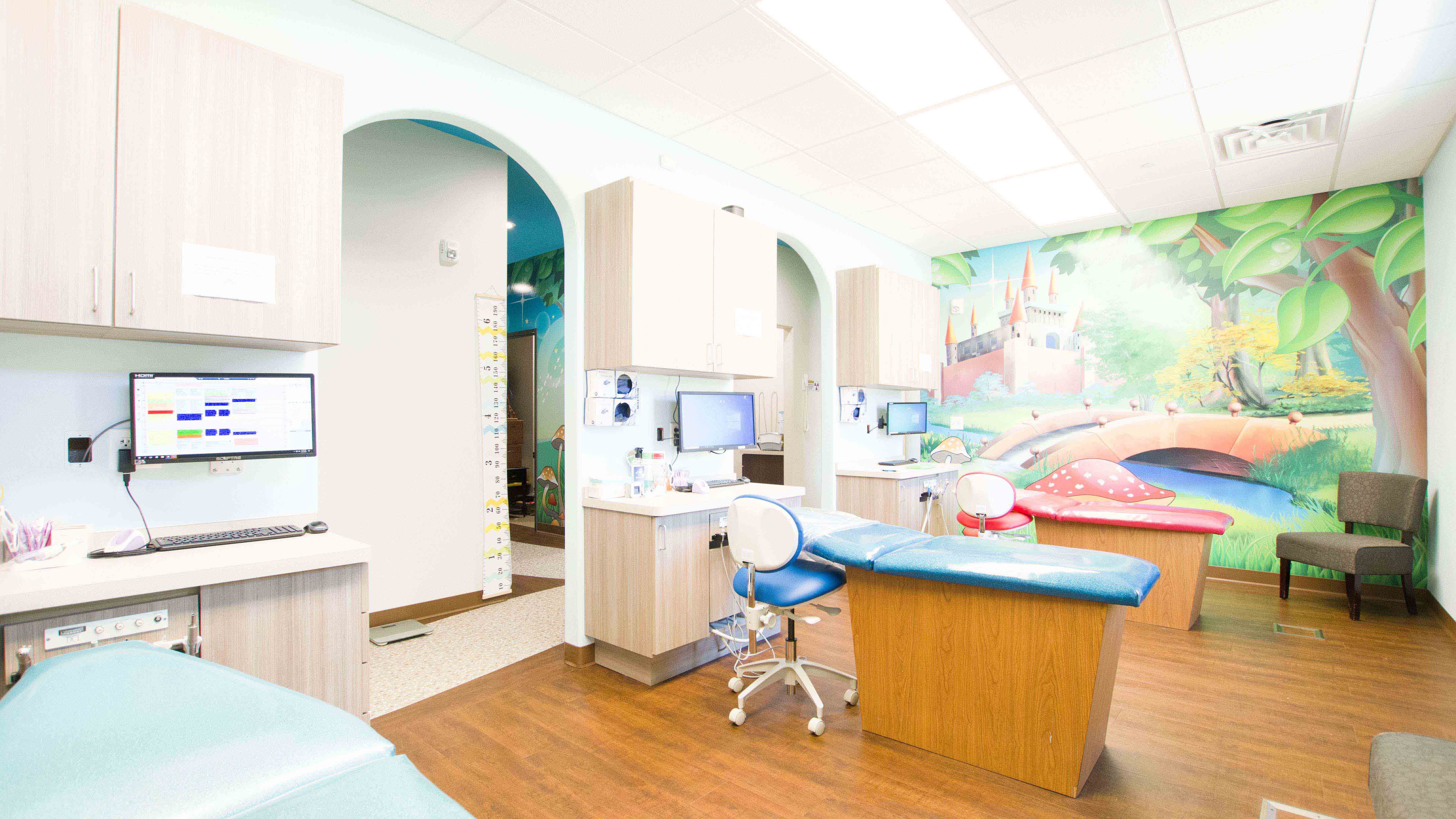 Dragons patined on dental treatment room walls