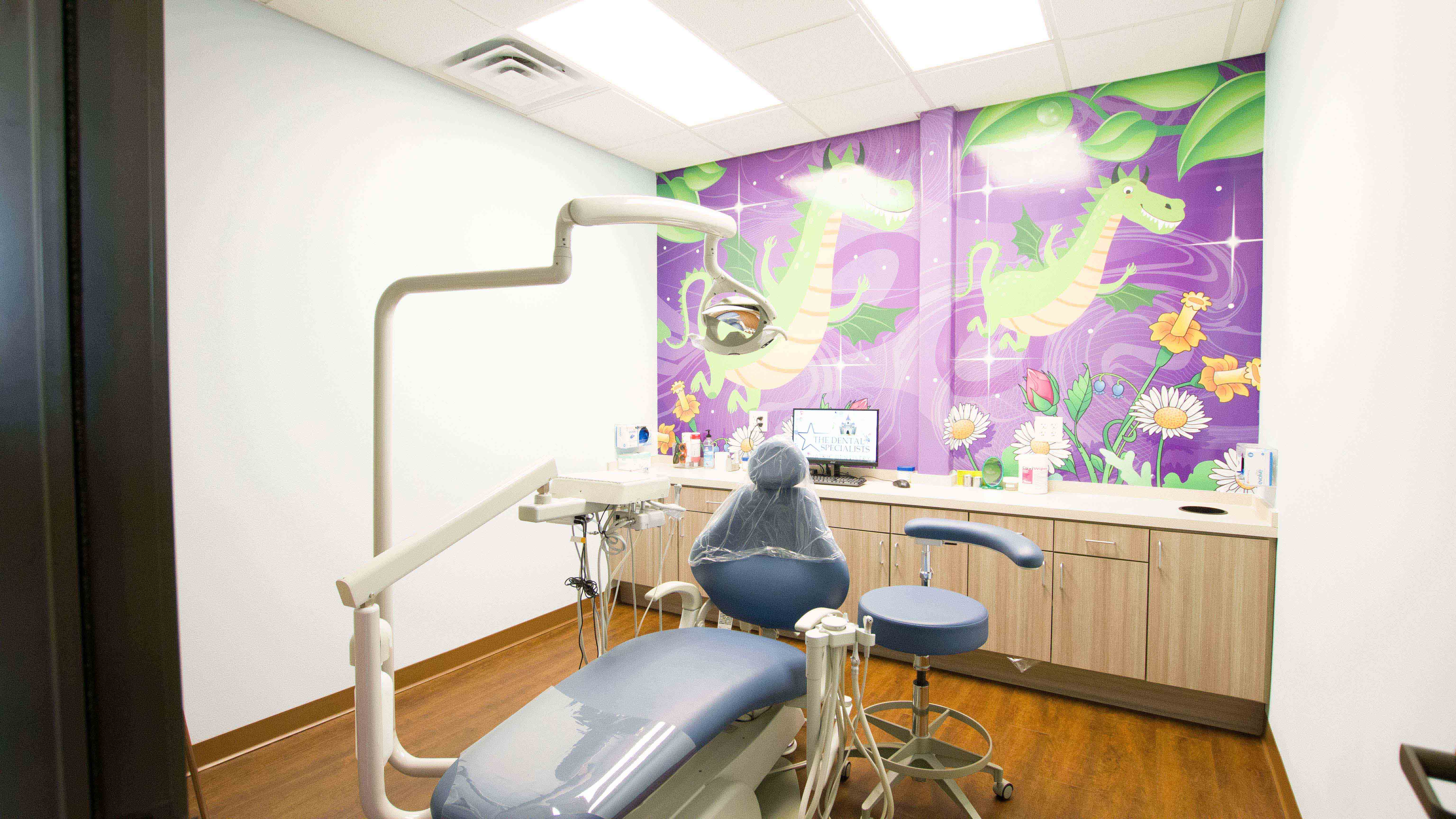 Dragons patined on dental treatment room walls