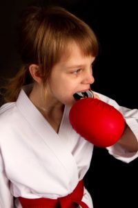 girl with sports mouthguard