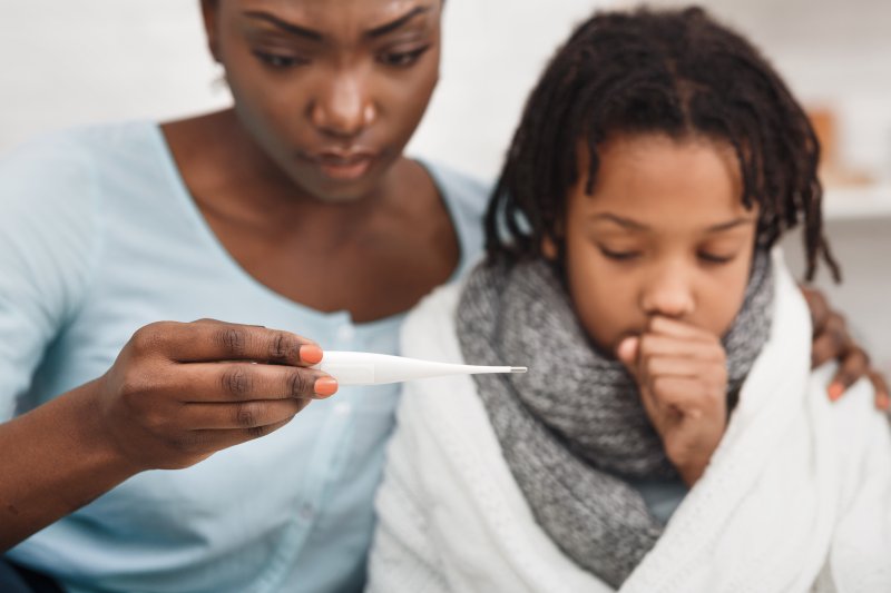 mom with young child who is sick  